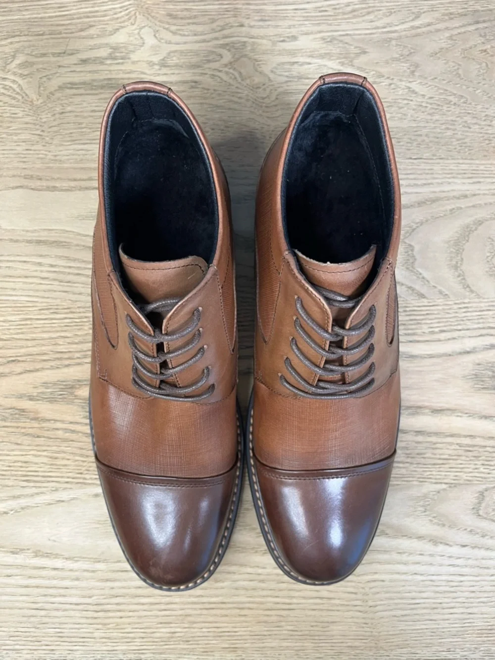 CALTO Men's Invisible Height Increasing Elevator Shoes Brown Leather Size 11